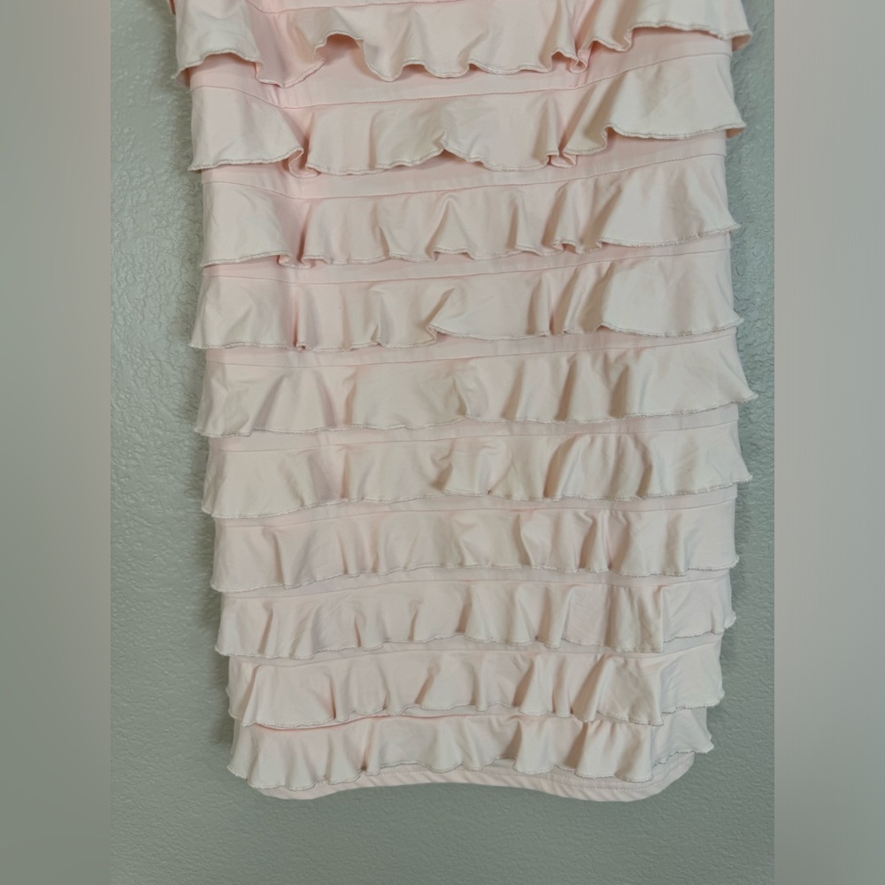 EDIKTED Nadya Ruffled Mini Dress LIGHT PINK Large New with Tags $76 - Picture 11 of 14